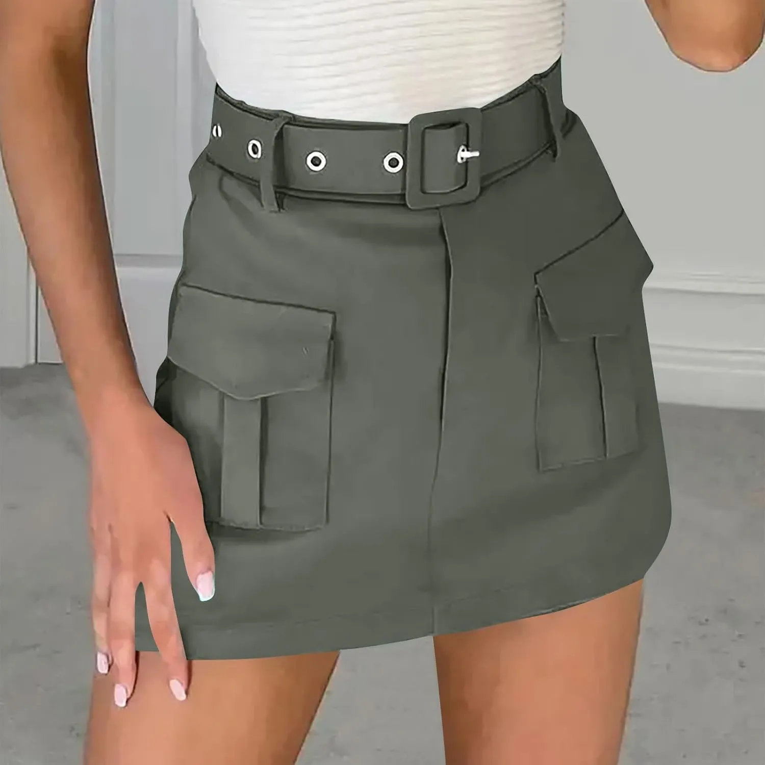 Cargo Skort for Women 2025 High Waisted Mini Skirts Trendy Y2K Teen Girls Summer Casual Belted Shorts with Pockets