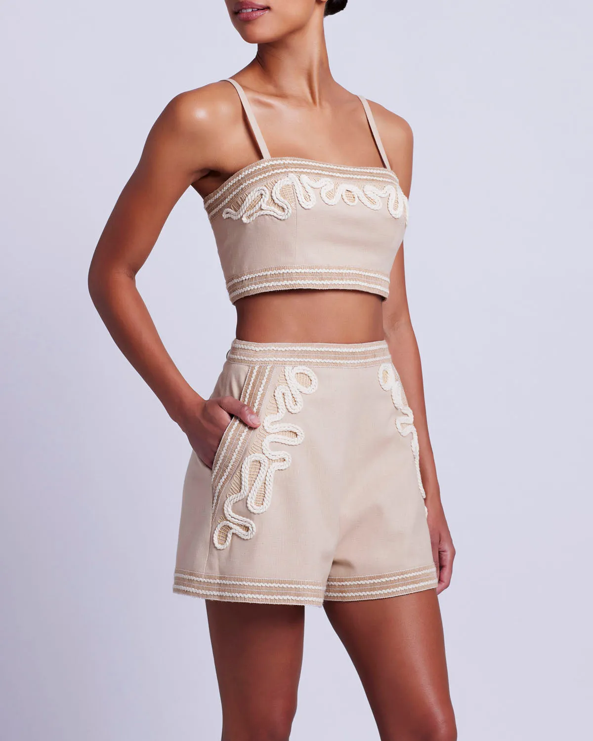 Embroidered Linen Shorts