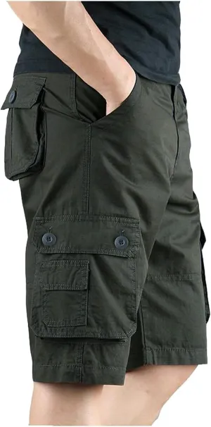LCMTWX Cargo Shorts for Men Stretch Waist Work Shorts Outdoor Hiking Fishing Capri Shorts Tactical Athletic Shorts Pockets