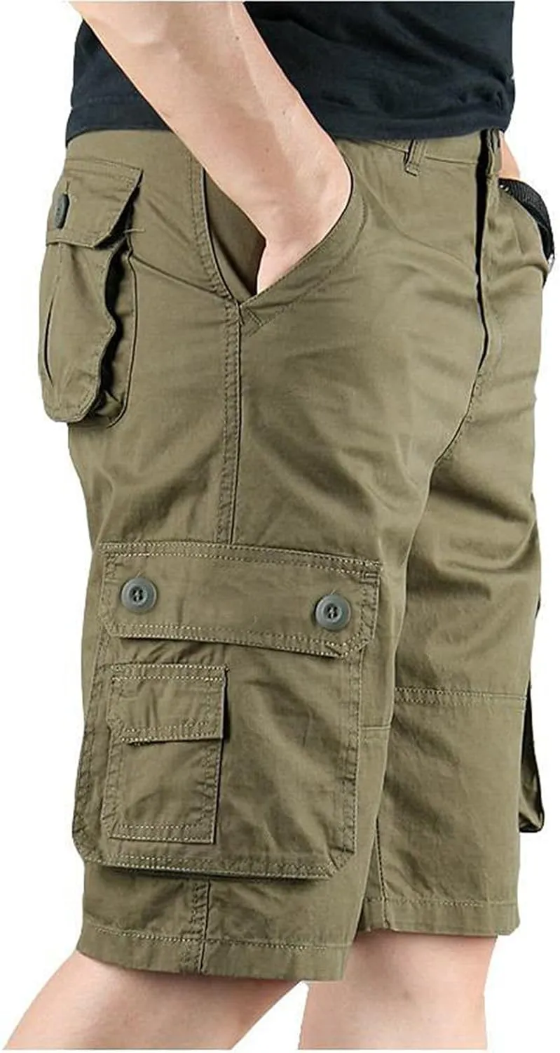 LCMTWX Cargo Shorts for Men Stretch Waist Work Shorts Outdoor Hiking Fishing Capri Shorts Tactical Athletic Shorts Pockets