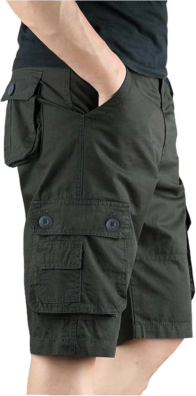 LCMTWX Cargo Shorts for Men Stretch Waist Work Shorts Outdoor Hiking Fishing Capri Shorts Tactical Athletic Shorts Pockets