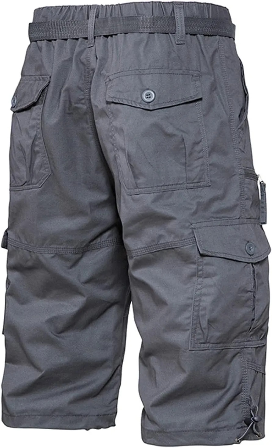Men's Cargo Shorts Classic Fit Cotton Elastic Waist Tooling Shorts Multi Pocket Solid Work Utility Shorts Outdoor