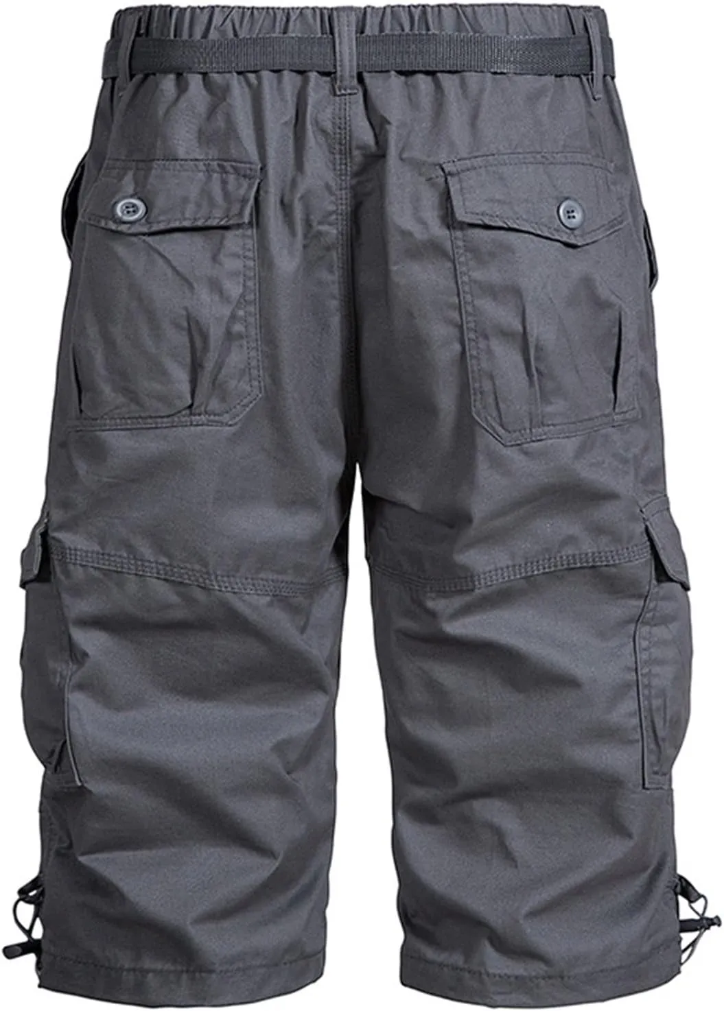 Men's Cargo Shorts Classic Fit Cotton Elastic Waist Tooling Shorts Multi Pocket Solid Work Utility Shorts Outdoor