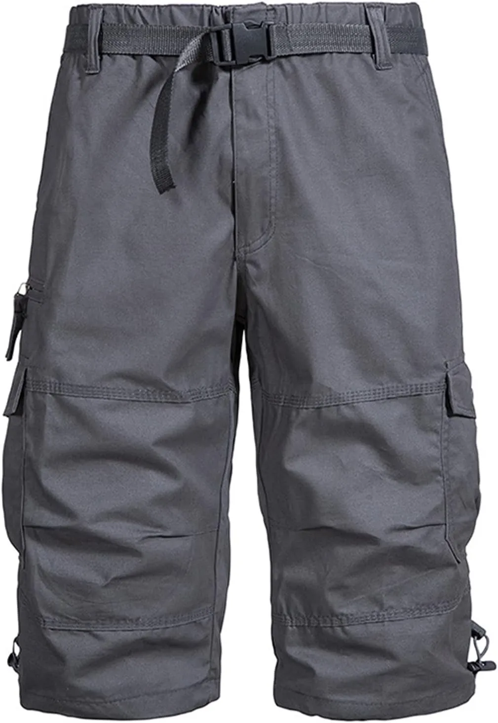 Men's Cargo Shorts Classic Fit Cotton Elastic Waist Tooling Shorts Multi Pocket Solid Work Utility Shorts Outdoor