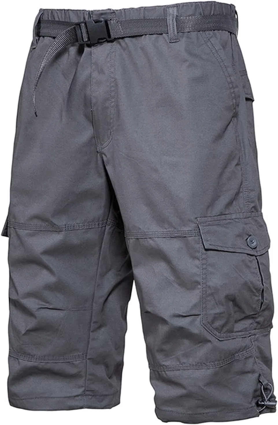 Men's Cargo Shorts Classic Fit Cotton Elastic Waist Tooling Shorts Multi Pocket Solid Work Utility Shorts Outdoor