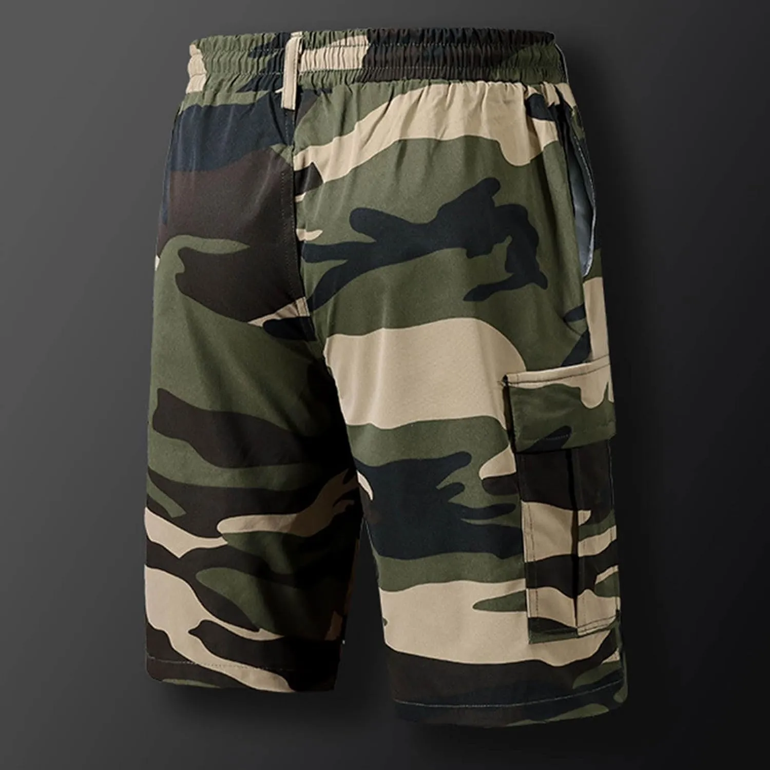 Men's Long Cargo Shorts Camouflage Casual Loose Fit Multi-Pockets Military Cargo Shorts Athletic Gym Workout Short