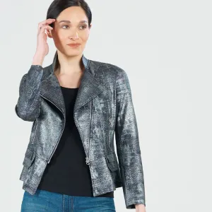 PREORDER-Metallic Leather Knit Jacket