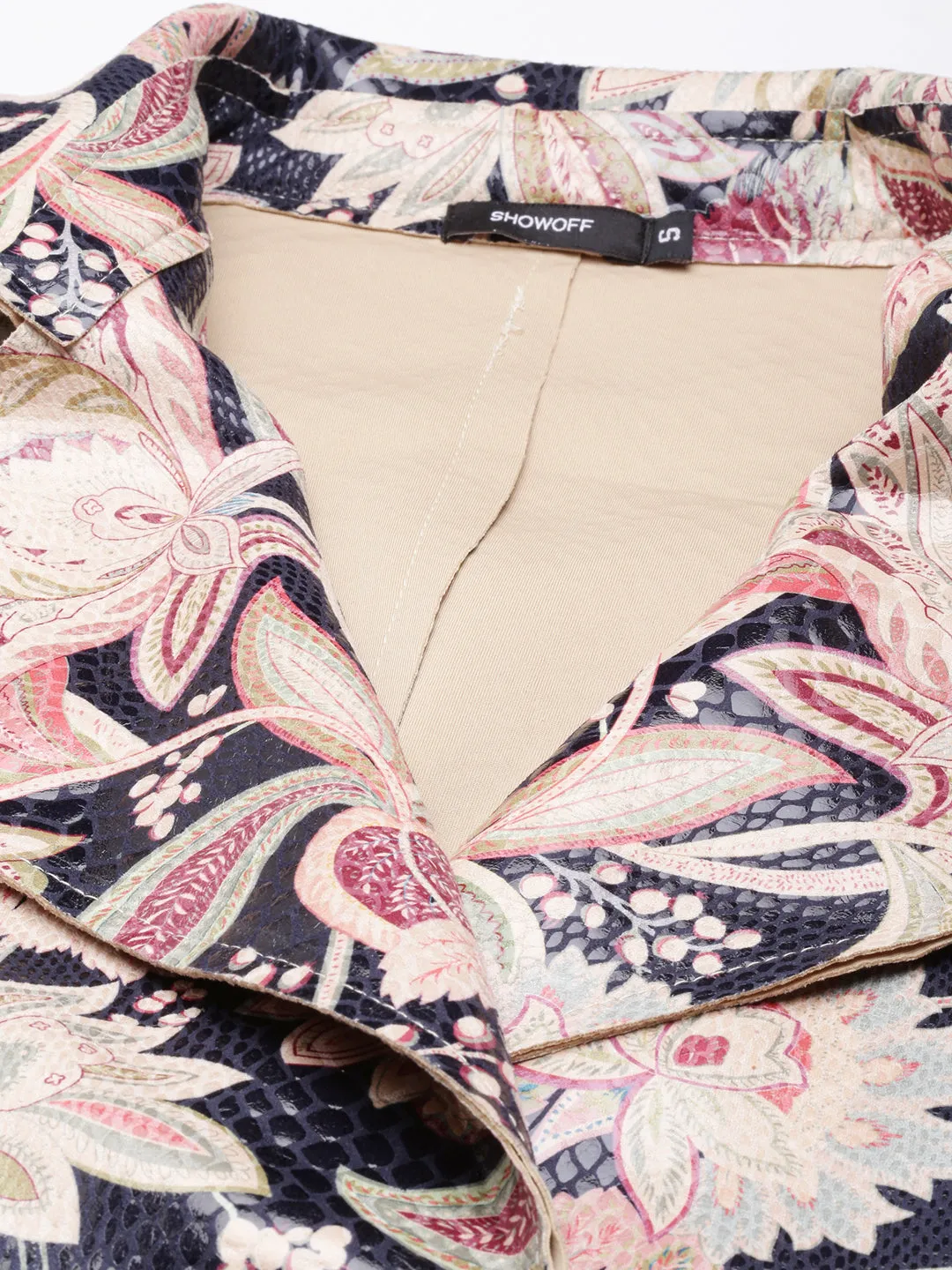 Women Beige Printed Longline Trench Coat