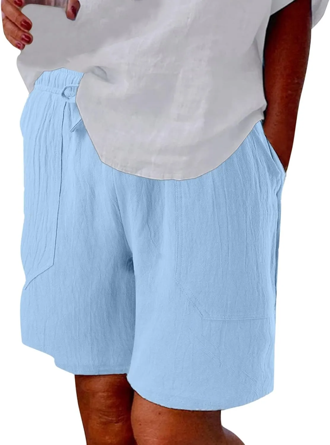 Womens 2024 Casual Shorts Drawstring Comfy Elastic Waist Shorts Quick Dry Athletic Summer Pull On Short Pants with Pockets